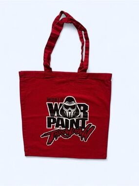 World War Paint Throwdown Canvas Tote Bag in Red
